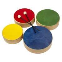 rohema set de 4 toms de couleur en bois + 2 baguettes