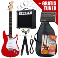 rocktile rocktile st pack guitare électrique rouge en set incl ampli, housse, accordeur, câble, sangle