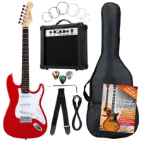 rocktile pack guitar electrique banger's pack set de rocktile, 8 pièces rouge