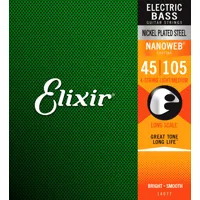 elixir bass nanoweb light medium 14077 - cordes en nickel pour guitare basse - 45-105