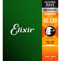 elixir bass nanoweb light 14202 - cordes en acier nickelé pour guitare basse 5 cordes - 45-130