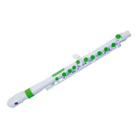 nuvo jflute 2.0 - flûte traversière - décalage g - blanc/vert - avec boîtier