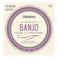 d'addario ej57 banjo 5st nickel-plate cust med 11/22