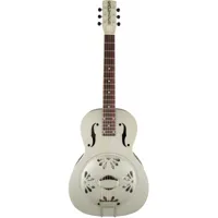 g9201 honey dipper round-neck, brass body biscuit cone resonator guitar, shed roof finish